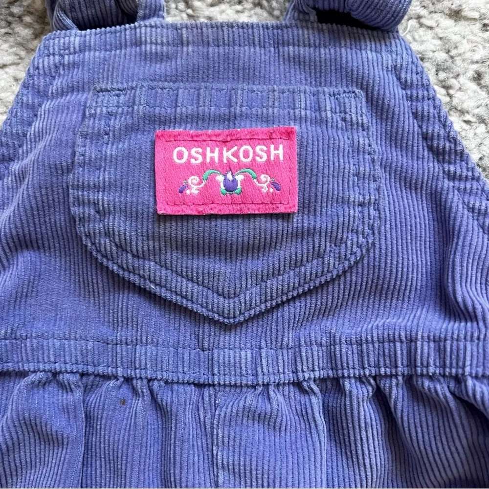 Oshkosh B’Gosh Vintage Bib Overalls Purple Corduroy Baby 12 Months Union Tag USA - Picture 2 of 7